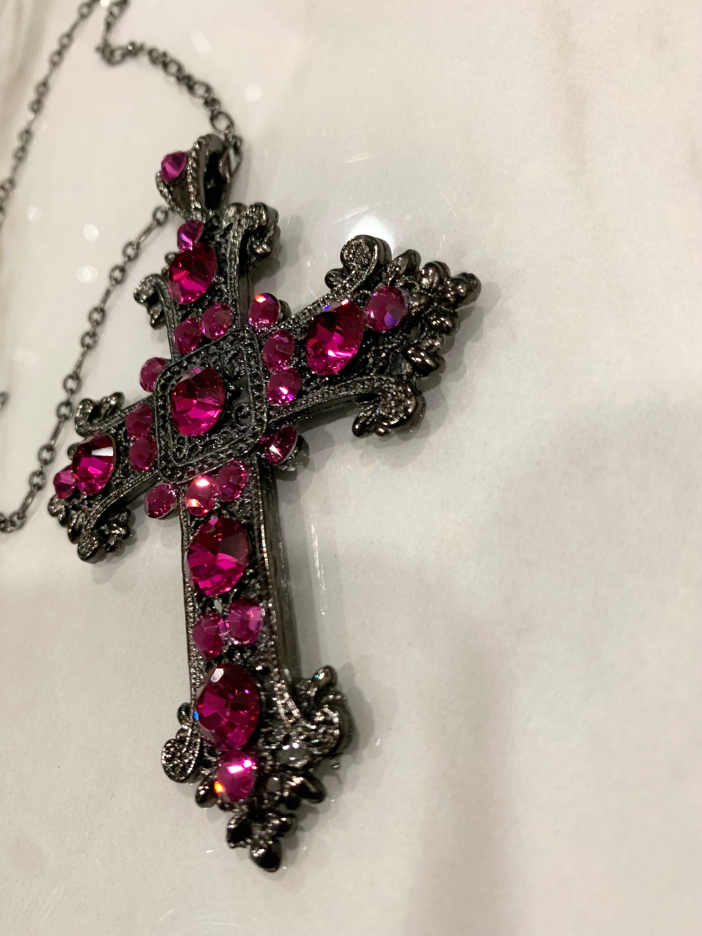 Fuchsia Pink Renaisance Cross - Etsy