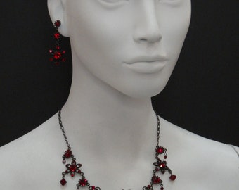 Siam Red Swarovski Crystal Necklace SET 6119N
