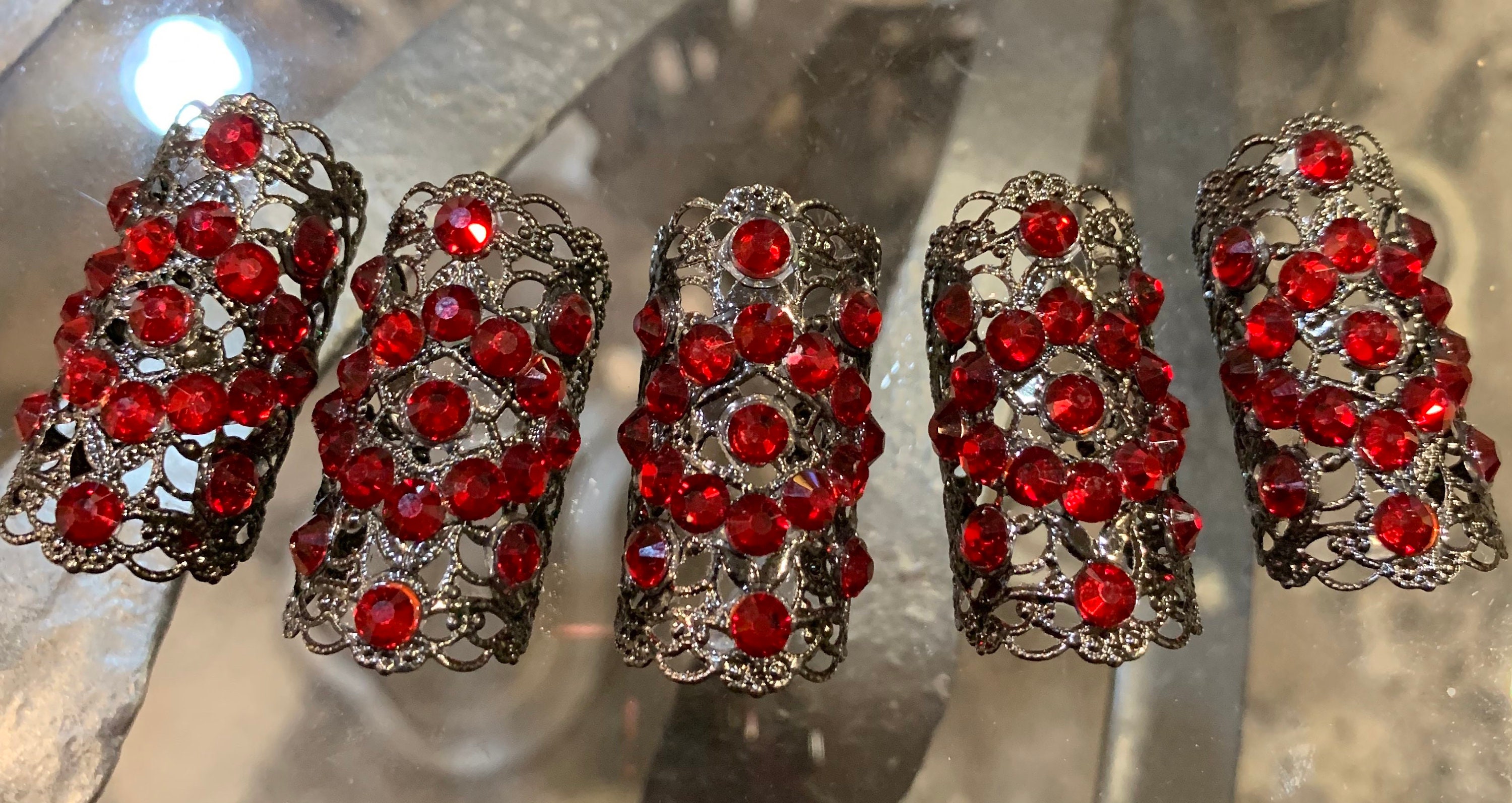 Red and Black Lace Rings (set of 5) - Etsy