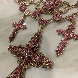 Pink Rhinestone Choker Pink Triple Cross Choker - Etsy