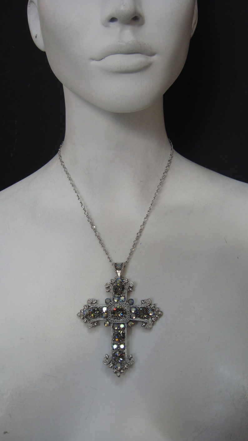 Gothic Renaissance Silver Cross Pendant Necklace 5201xn Etsy