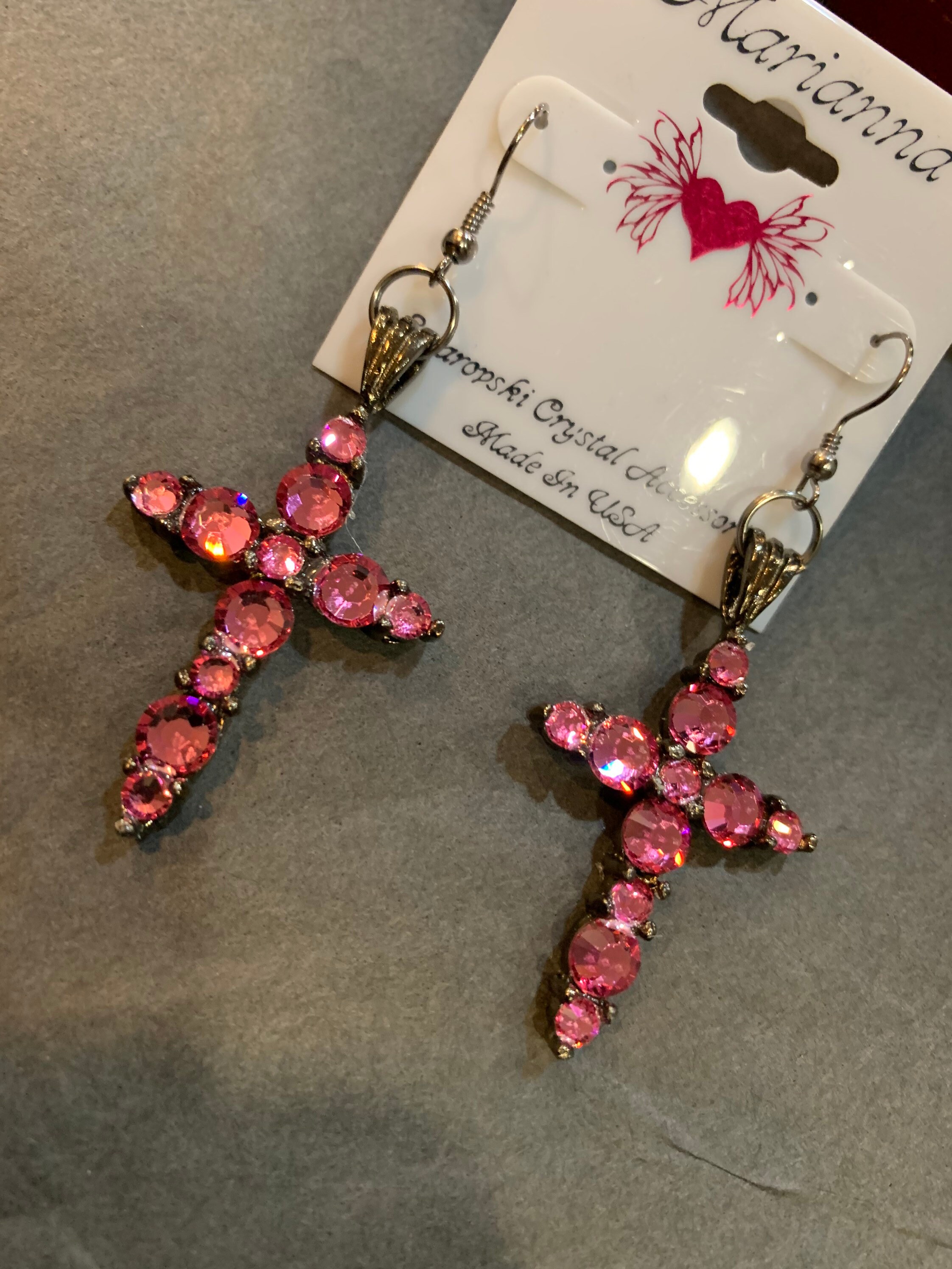 Pink cross best sale earrings