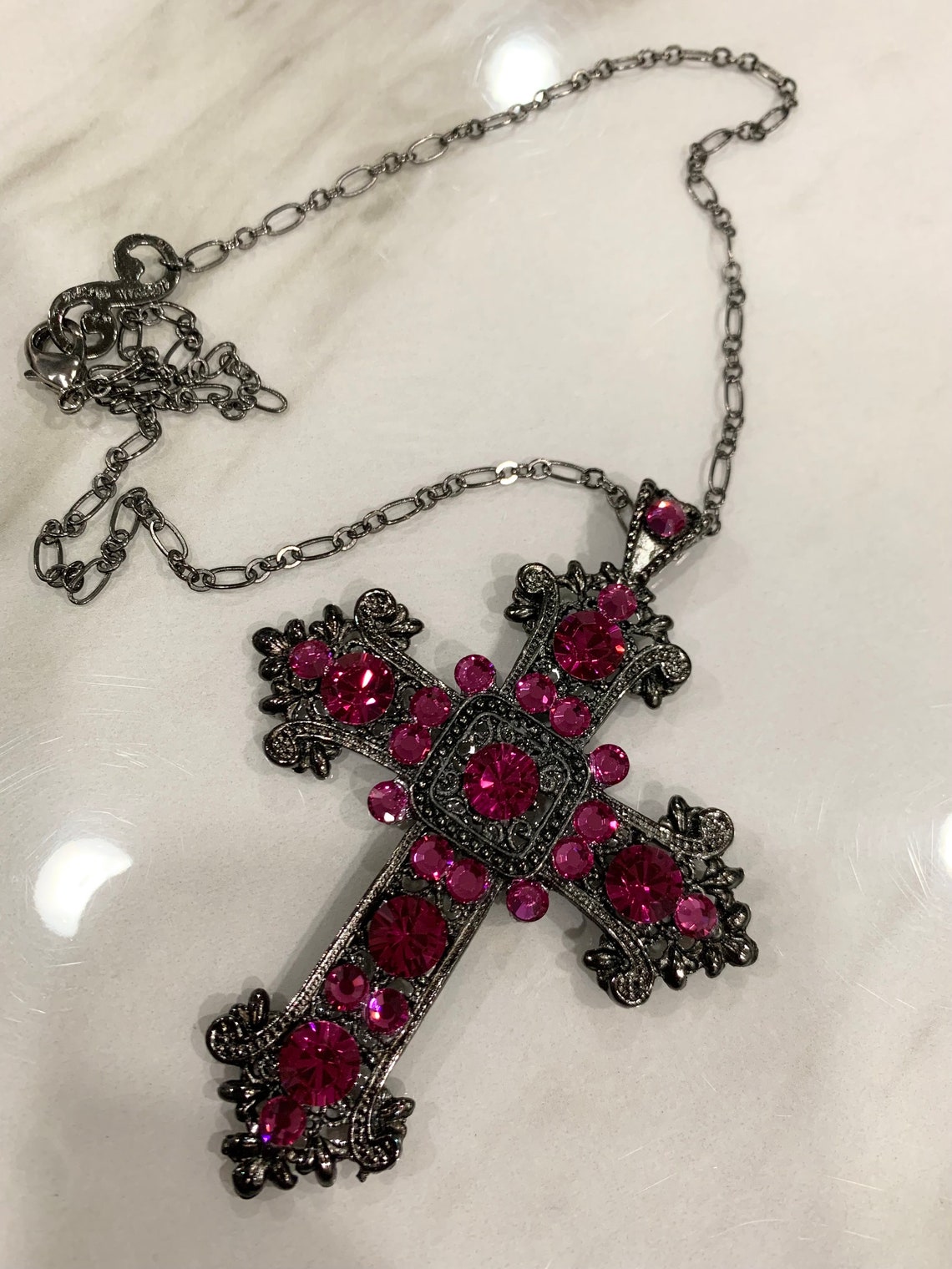 Fuchsia Pink Renaisance Cross - Etsy
