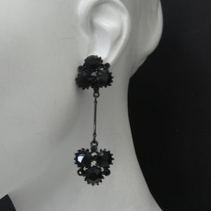 Black crystal cluster earrings