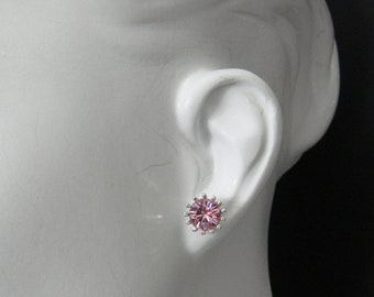 Stud Earring  Silver plated with Light Rose  Swarovski Crystal  3099SE