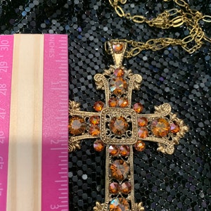 Gothic Renaissance Antique Gold Cross Crystal Copper Pendant - Etsy