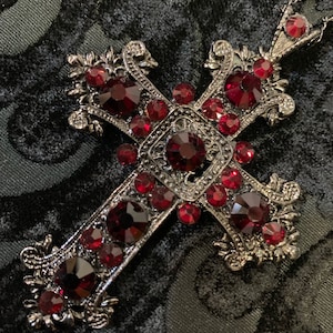 Pomegranate red Renaissance cross pendant