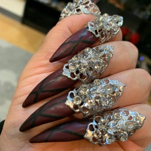 Midi crystal cuff rings. set of 5