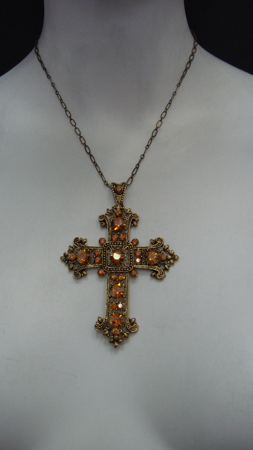 Gothic Renaissance Antique Gold Cross 