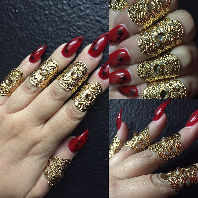 Gold cuff rings set of 5