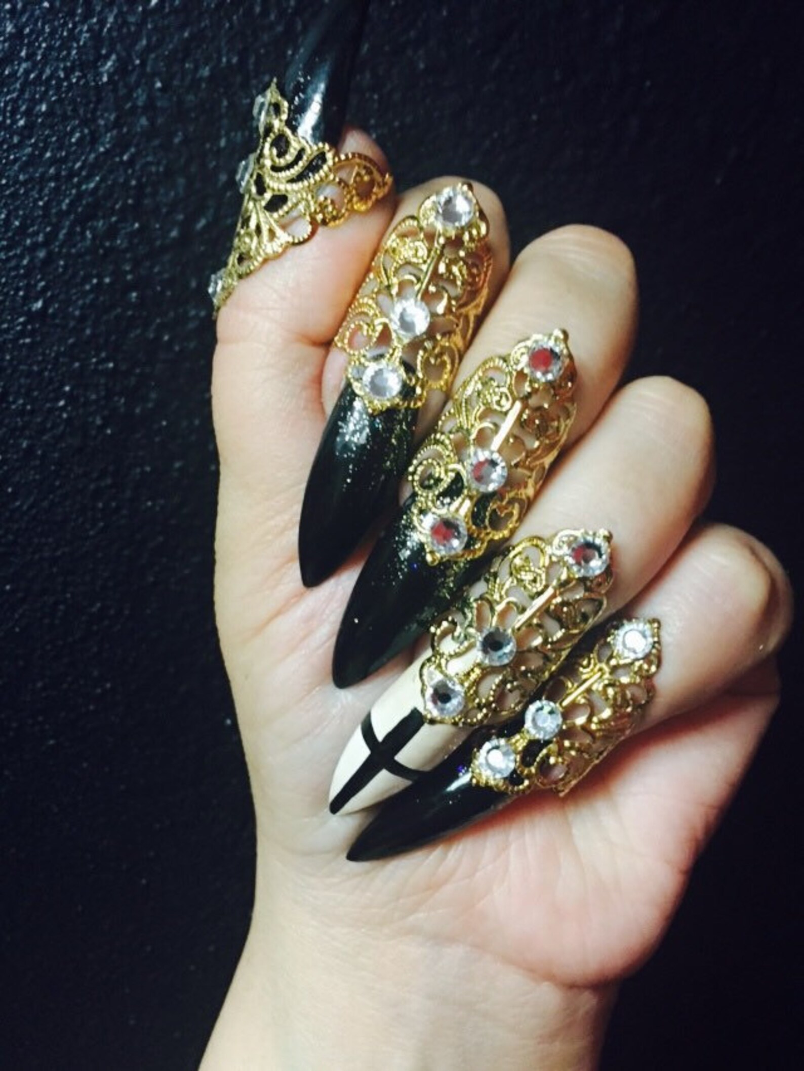 Gold Nail Tips With Clear Crystal - Etsy