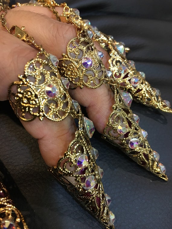 小物 Vaquera Four Finger Gloves Gold Vaquera Four Finger Gloves Gold Gold Finger Glove - Etsy