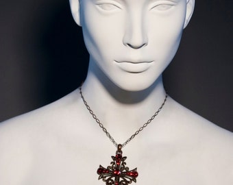 Guinevere  Siam cross pendant