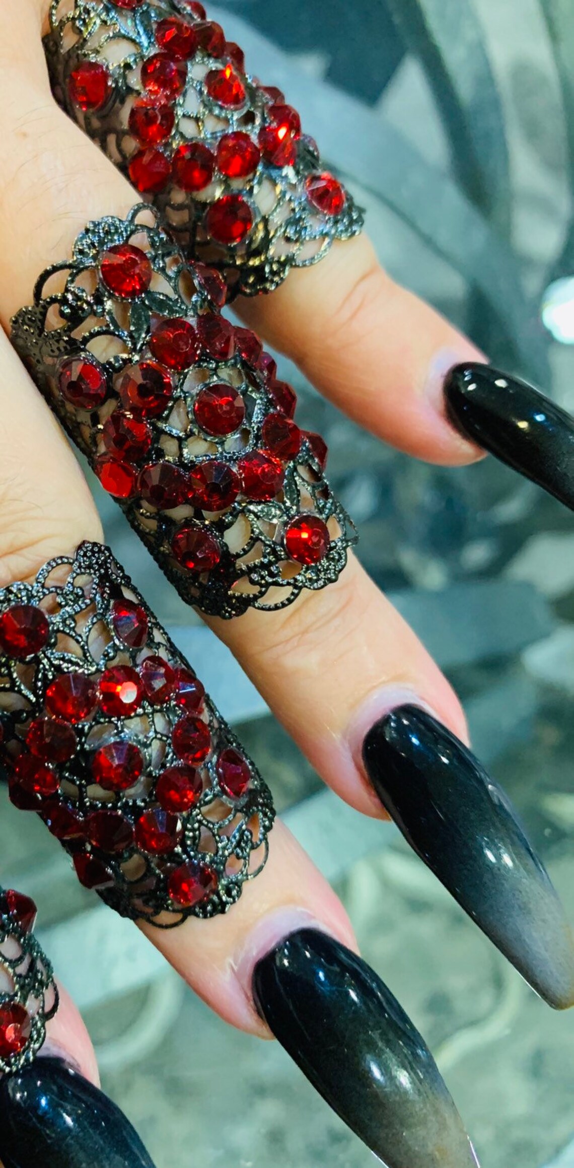 Red and Black Lace Rings (set of 5) - Etsy