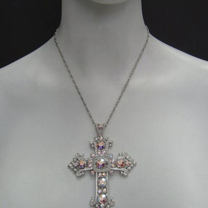 Gothic Renaissance  silver iridescent cross