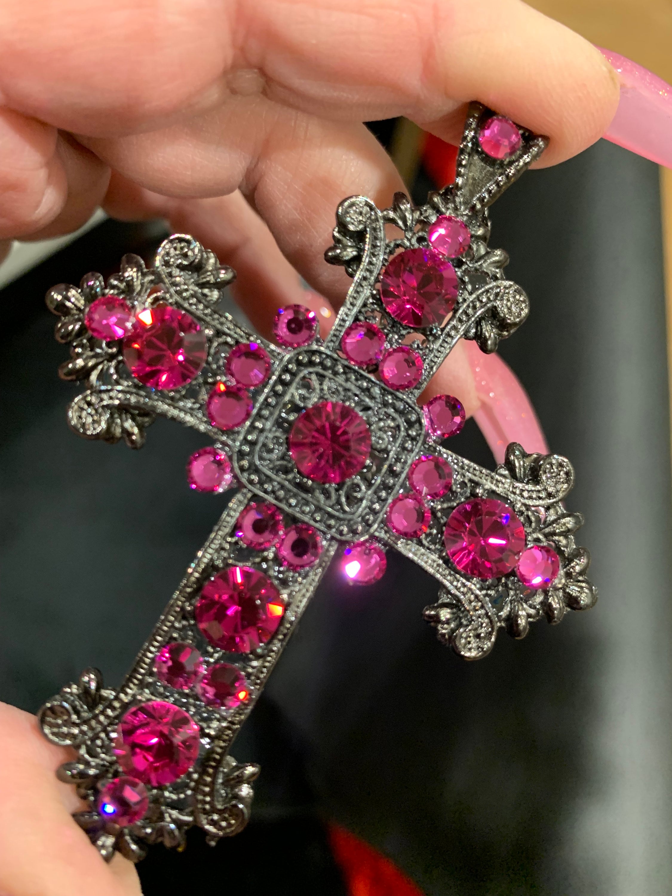 Fuchsia Pink Renaisance Cross - Etsy
