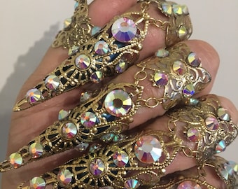 Golden nail tip rings