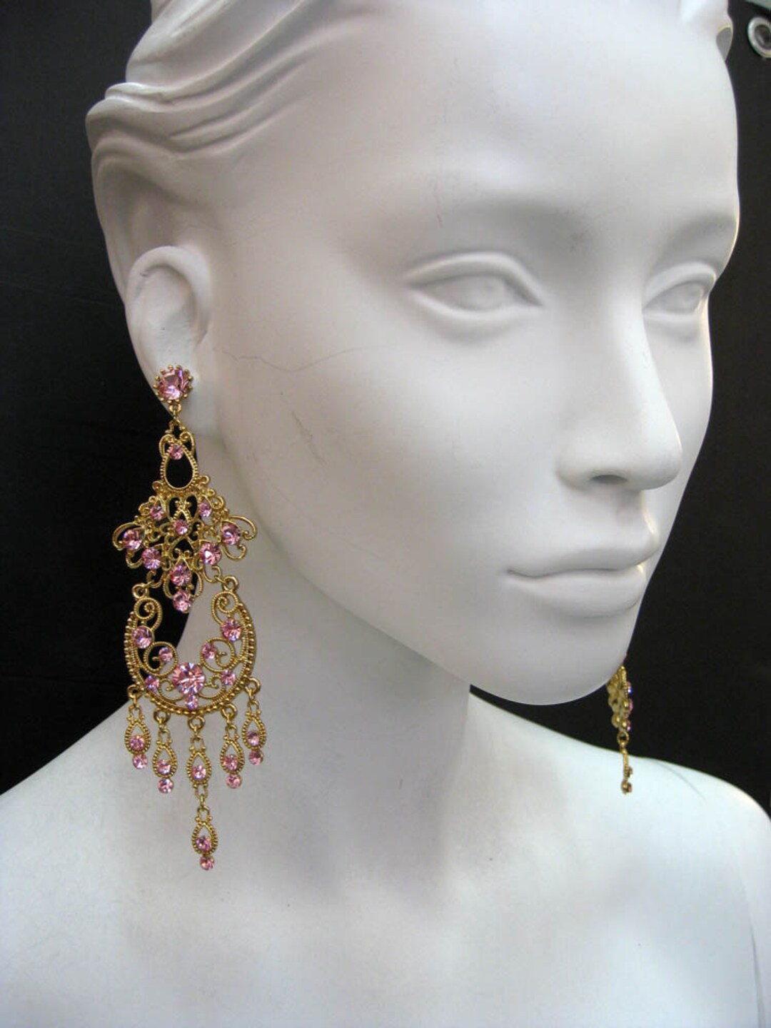 Spanish Harlem Chandelier Earrings Light Rose Pink Swarovski Etsy
