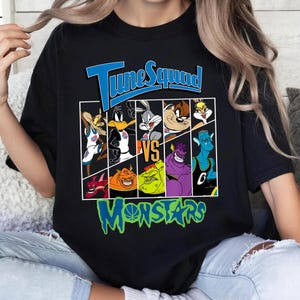 Tune Squad vs Monstars Basketball Graphic Png, Looney Tunes Basketball Png, Retro Cartoon Graphic T Shirt, Vintage Movie Fan Gift Digital