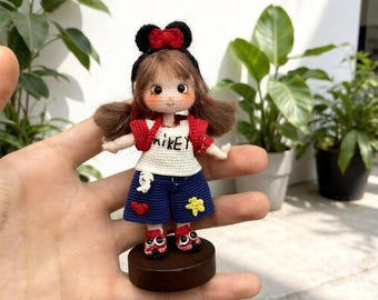 Muñeca de niña estilo Mickey tejida a mano, decoración para sala de fiestas infantiles, artículo de colección, regalo creativo. Fiesta de bodas.