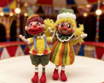 Handmade circus clown figurines, creative table decorations, romantic gifts for couples, collectible doll ornaments.