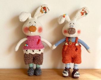 Figuritas de conejos de lana tejidas a mano – Decoración para el hogar con ambiente rural, artículo de colección para fiestas de boda.