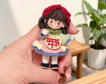 Hand-knitted short-haired little girl doll, children's creative gift, backpack decoration, keychain accessory tabletop ornamentWedding party