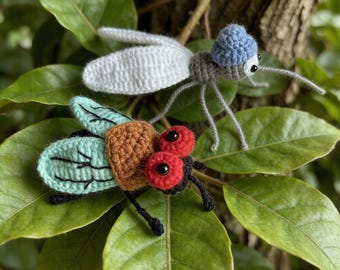 Muñecos de moscas y mosquitos tejidos a mano, decoraciones creativas para interiores, accesorios para bolsos, regalos para el Día del Padre.