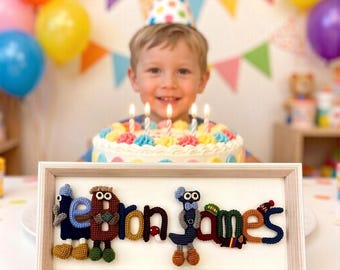 Letras tejidas a mano para nombres, marco de nombre personalizado, decoración de pared creativa, regalos para el Día del Padre, fiesta de bodas.