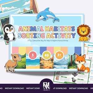 Sorteeractiviteit dierenhabitats | Meer informatie over grasland-, water-, woestijn-, pool- en bosdieren | Afdrukbare pdf
