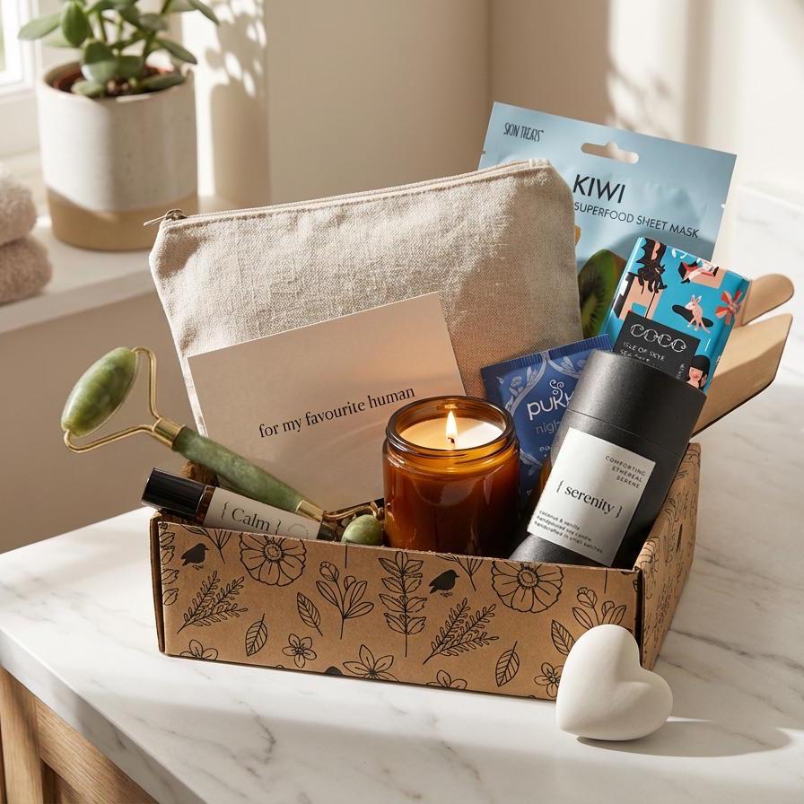 Thinking of You Gift Box - Pamper Set With Aromatherapy Candle, Jade ...