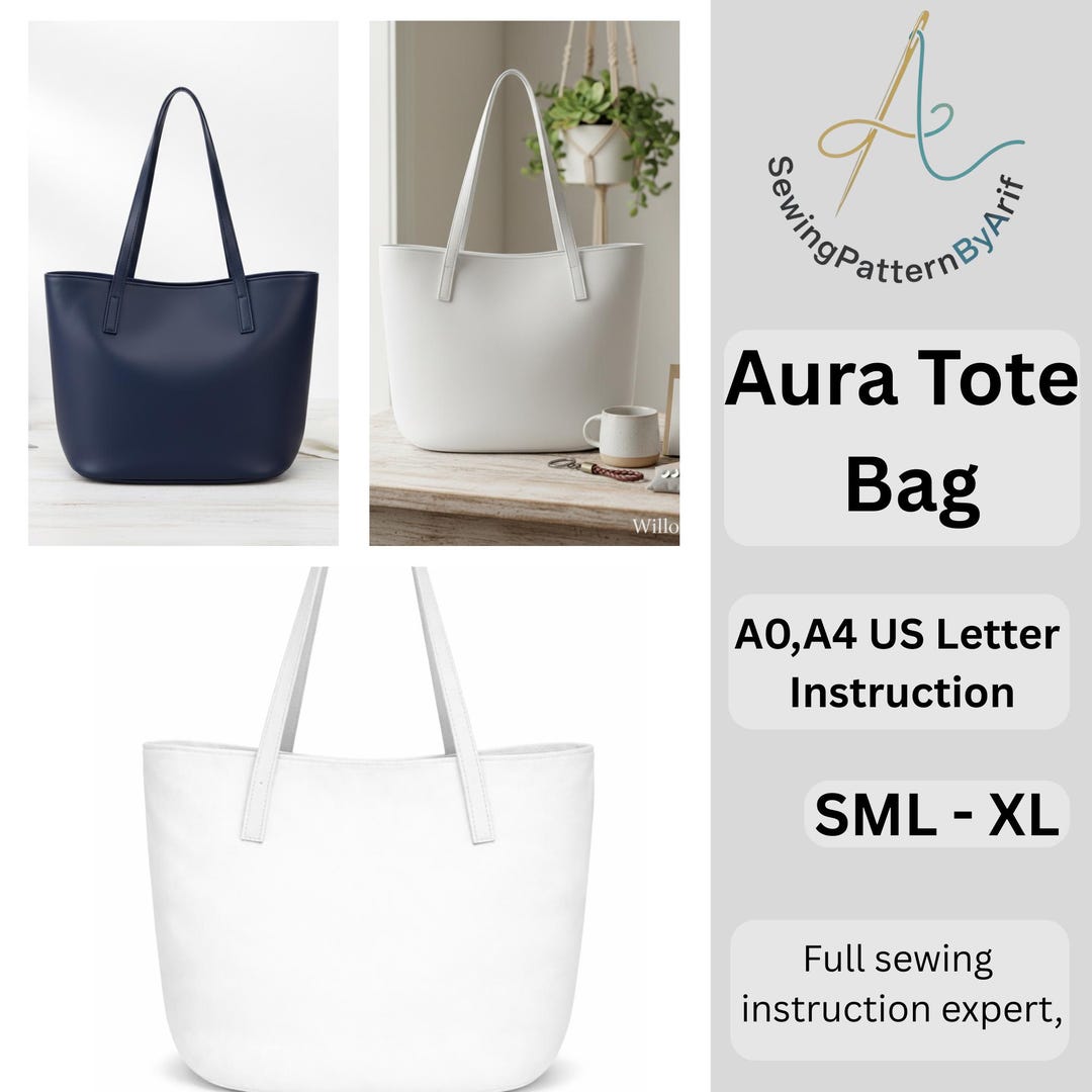 Aura Tote Bag Sewing Pattern PDF – Beginner Friendly Tote Pattern ...