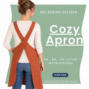 Everyday Cross-back Apron Sewing pattern | Digital Download | A4 A0 US Letter | Beginner Friendly | Size XS–XXL (Pdf Pattern)