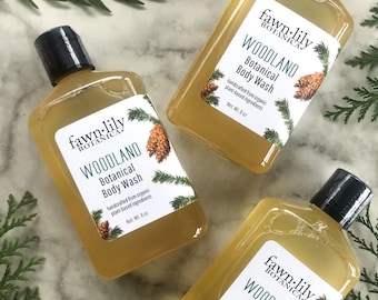 Woodland Botanical Body Wash - handmade, nourishing, moisturizing, cleansing body wash gel plant based ingredients