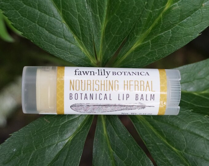 Nourishing Herbal Botanical Lip Balm -  natural handcrafted lip balm made from organic oils, plant-based butters, natural ingredients