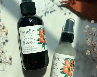 Organic Neroli (Orange Blossom) Hydrosol - Preservative-free flower water to tone, refresh all skin types, gentle natural pure skin cleanser