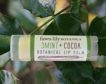 3Mint & Cocoa Botanical Lip Balm -  natural handcrafted handpoured lip balm made from organic oils, plant-based butters, natural ingredients