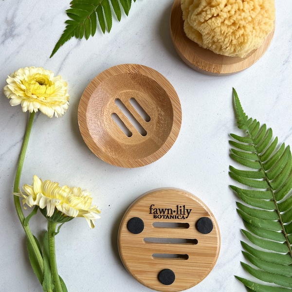 Bamboo Facial Sponge Holder - natural, sustainable, eco environmentally friendly, plastic-free plant based - soap and drying dish with slots