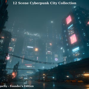 Cyberpunk City Cinematic Assets, 12 Neon Megacity Concept Art Scenes, Futuristic Sci-Fi World Building Bundle, Game Dev Digital Download 6K