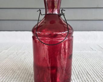 Ruby Red Footed Glass 11" Fruit Fly and Wasp Trap