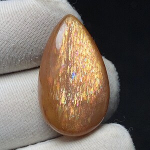 Flashing Rainbow Lattice Sunstone Cabochon - 26x15.4x4.9 MM 14.44 Carat - Rare pendant making stone