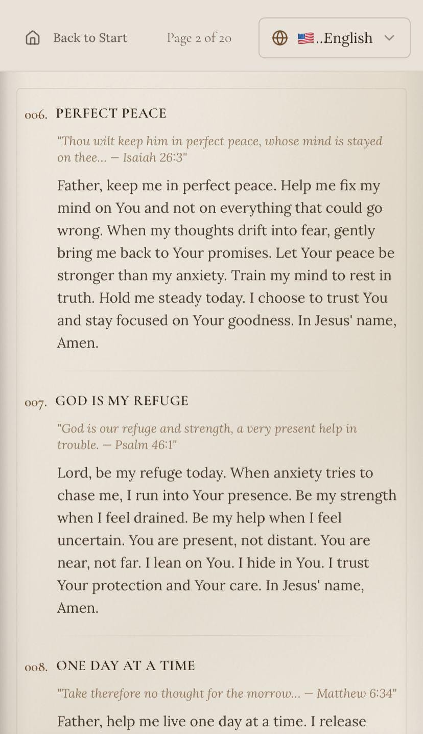100 Prayers for Anxiety, Christian Devotional App Flipbook, KJV Bible ...