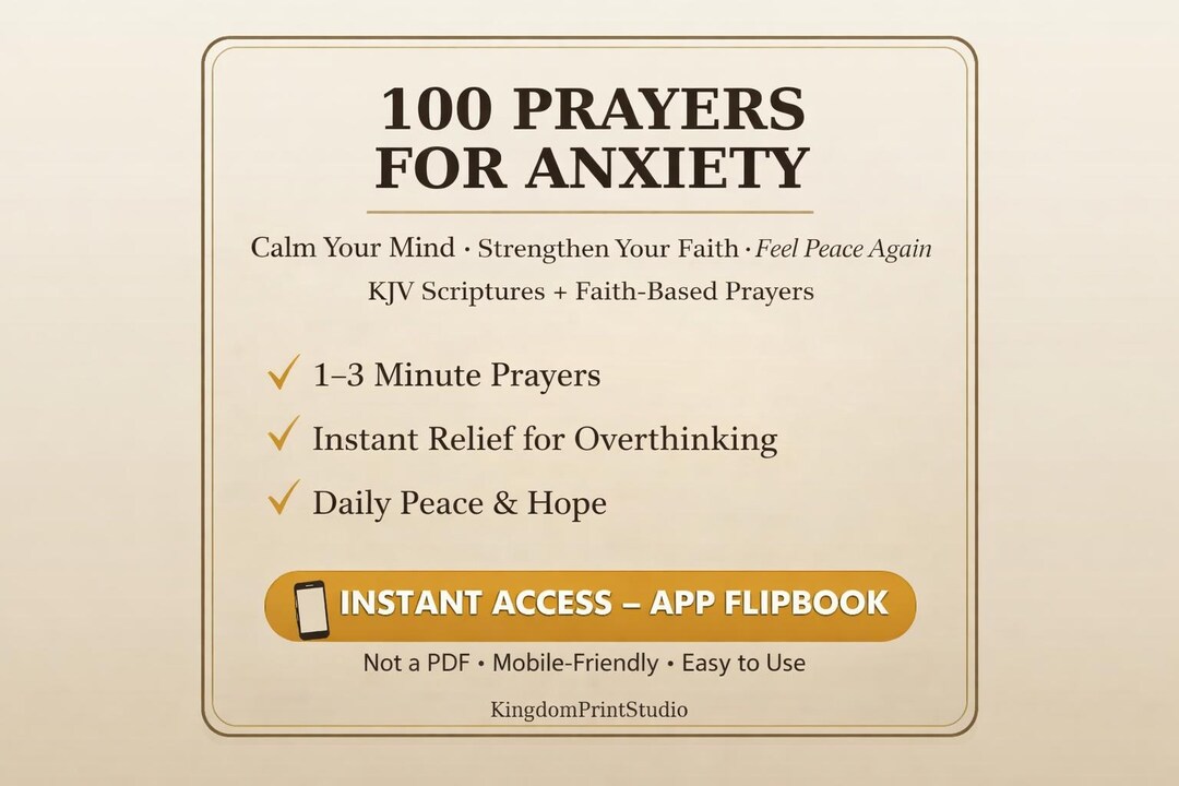100 Prayers for Anxiety, Christian Devotional App Flipbook, KJV Bible ...