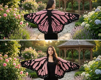 Monarch Butterfly Crochet Pattern PDF, Oversized Winged Sweater Cardigan, Wings Tapestry