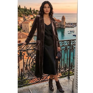 Women's Silk Velvet Duster Coat - Elegant Long Cardigan, Luxury Boho Maxi Jackets