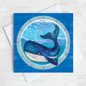 Whale Hello There! - Greetings card designed by Joanne Wishart - marine - sealife - cute card - sea creatures - friends - relationship - art