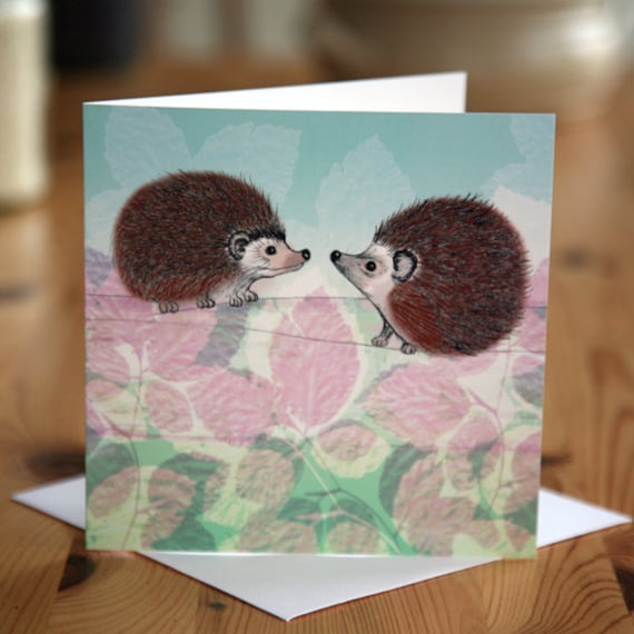 Hedgehogs Greetings Card designed by Joanne Wishart - nature wildlife love valentines friendship couple anniversary British thank you art