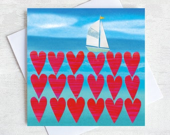 Sail away with me - Valentines card - Love card - Wedding card - Anniversary card - Sailing - Nautical - Celebration - Blank card - Happy