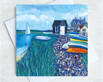 The Ferry Hut - Alnmouth - Northumberland Art - Blank card - Coastal card  - Thank you  - Seaside Card - Beach hut Card - sailing card