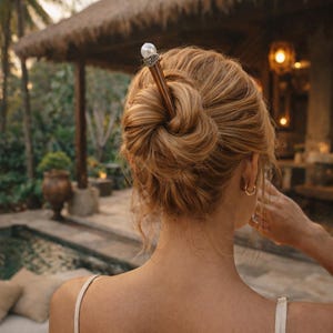 Freshwater Pearl Hair Stick, Handmade Wooden Bun Accessory